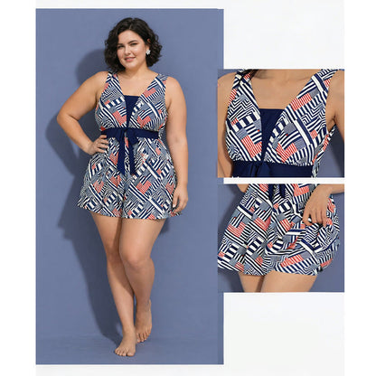 Tummy Control One Piece Print Swim Dress - image 7