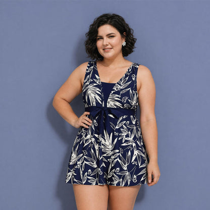 Tummy Control One Piece Print Swim Dress - image 9