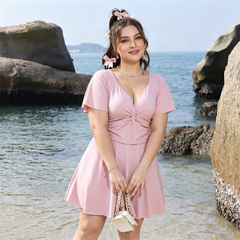 Blush Ruched V Neck Swimwear - image 4