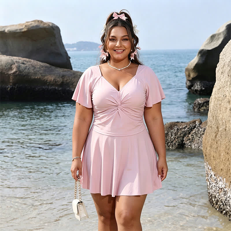 Blush Ruched V Neck Swimwear - image 5