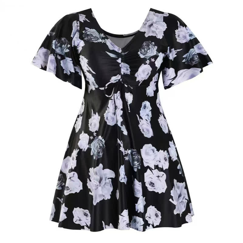 Black Floral Twist Front Swimwear - image 8