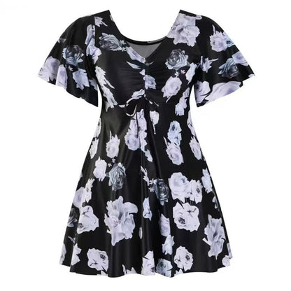 Black Floral Twist Front Swimwear - image 8