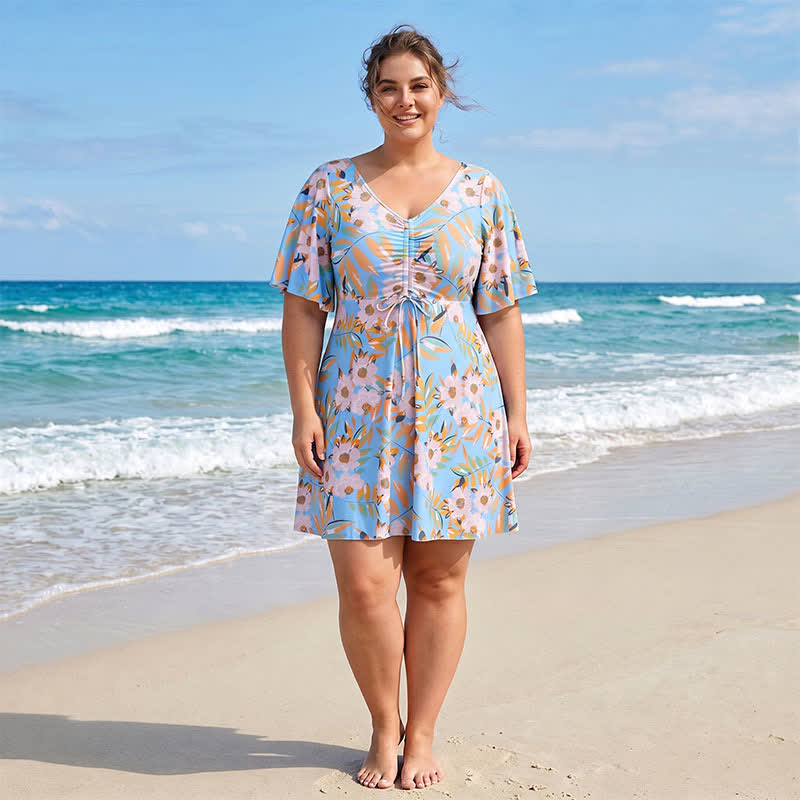 Black Floral Twist Front Swimwear - A - 7XL - image 1