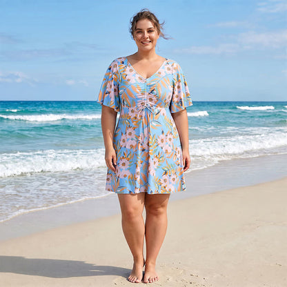 Black Floral Twist Front Swimwear - A - 7XL - image 1