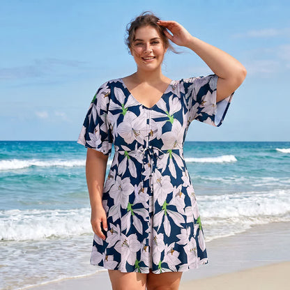 Black Floral Twist Front Swimwear - image 5