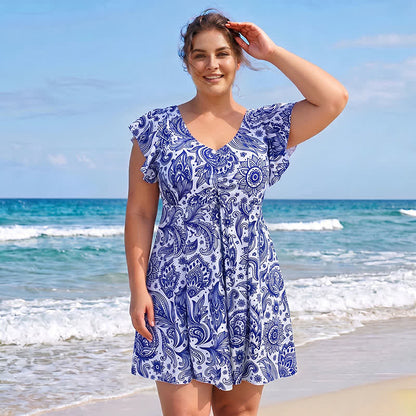 Tropical Leaf V Neck Swimwear - image 6