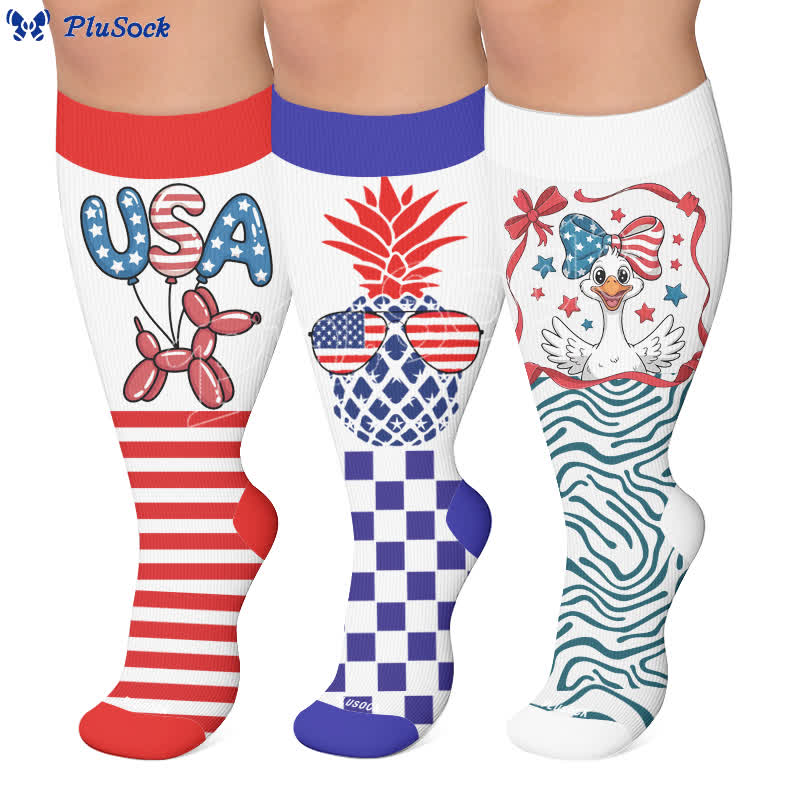 Plus Size Star Spangled Compression Socks - image 0