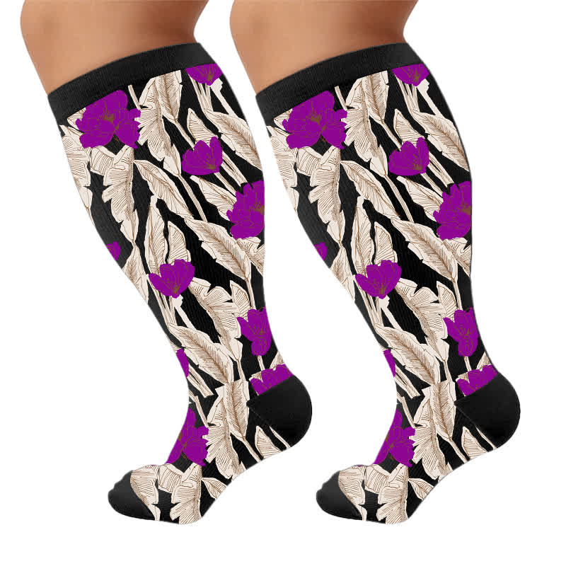 Plus Size Tropical Bloom Compression Socks - image 10