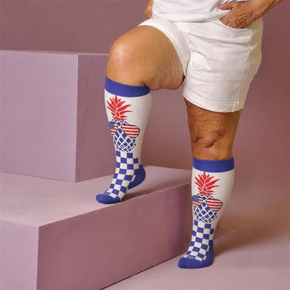 Plus Size Star Spangled Compression Socks - Blue(1 Pair) - 4XL - image 2