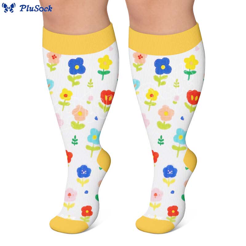 Plus Size Floral Garden Compression Socks - image 7