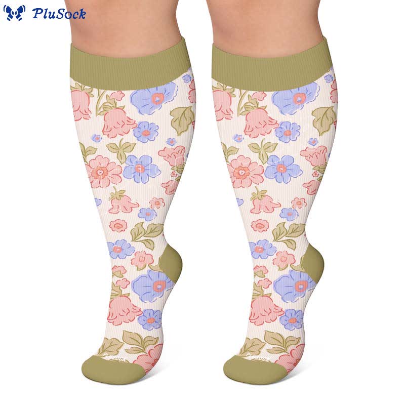Plus Size Floral Garden Compression Socks - image 6