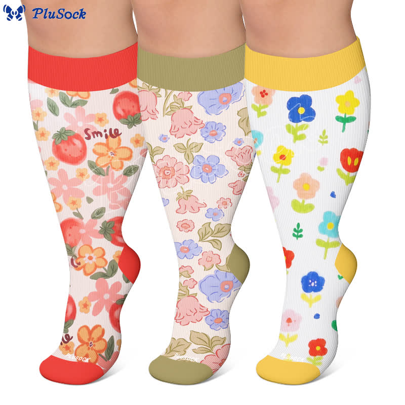 Plus Size Floral Garden Compression Socks - image 0