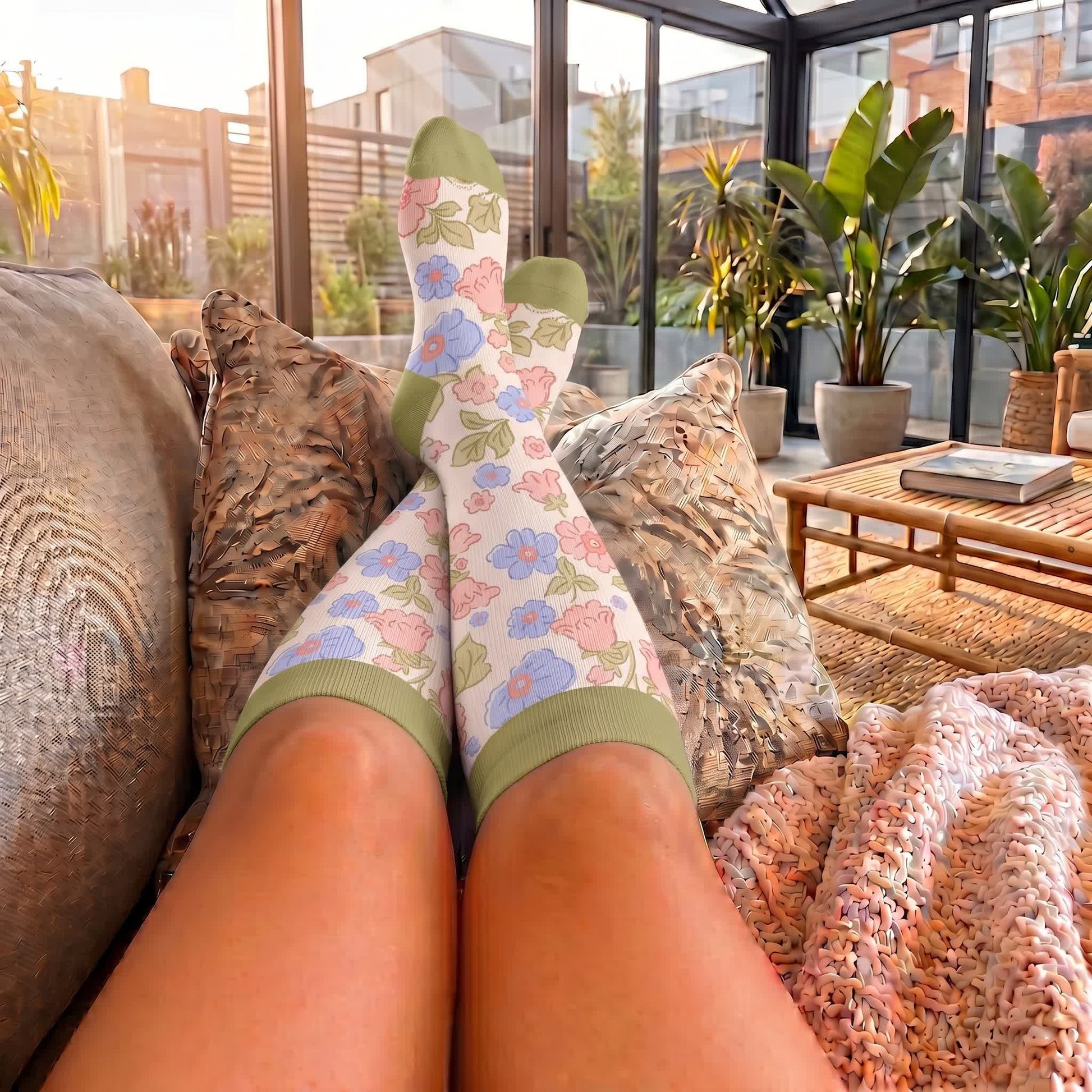 Plus Size Floral Garden Compression Socks - image 2