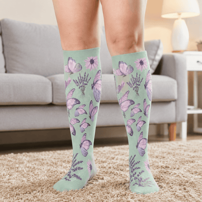 Plus Size Butterflies Dancing Compression Socks - image 1