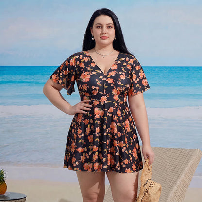 Floral V Neck Resort Swim Dress - image 2