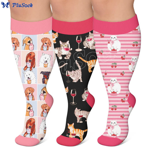Plus Size Puppy Print Compression Socks - image 0