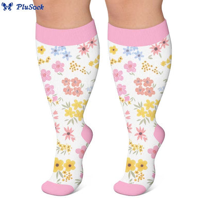 Plus Size Pastel Floral Compression Socks - image 7