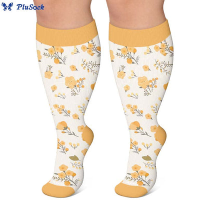 Plus Size Pastel Floral Compression Socks - image 5