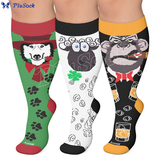 Plus Size Animale abstracte Compression Socks - image 0