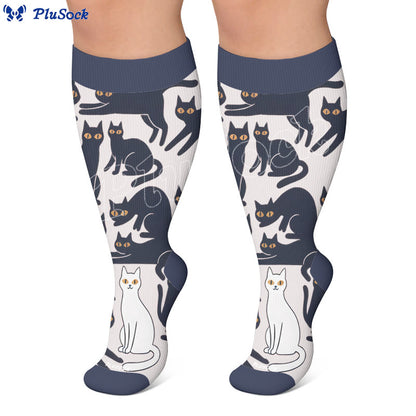 Plus Size Cartoon Black Cat Compression Socks - image 6