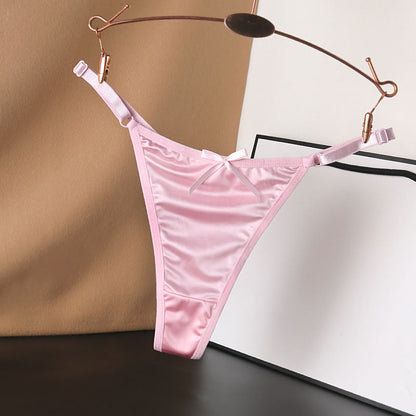 Silky Satin Bow Thong Panties(4 Packs) - Light Pink - L - image 8