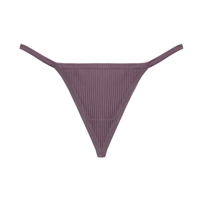Ribbed Seamless Thong Panties(3 Packs) - Purple - XL - image 11