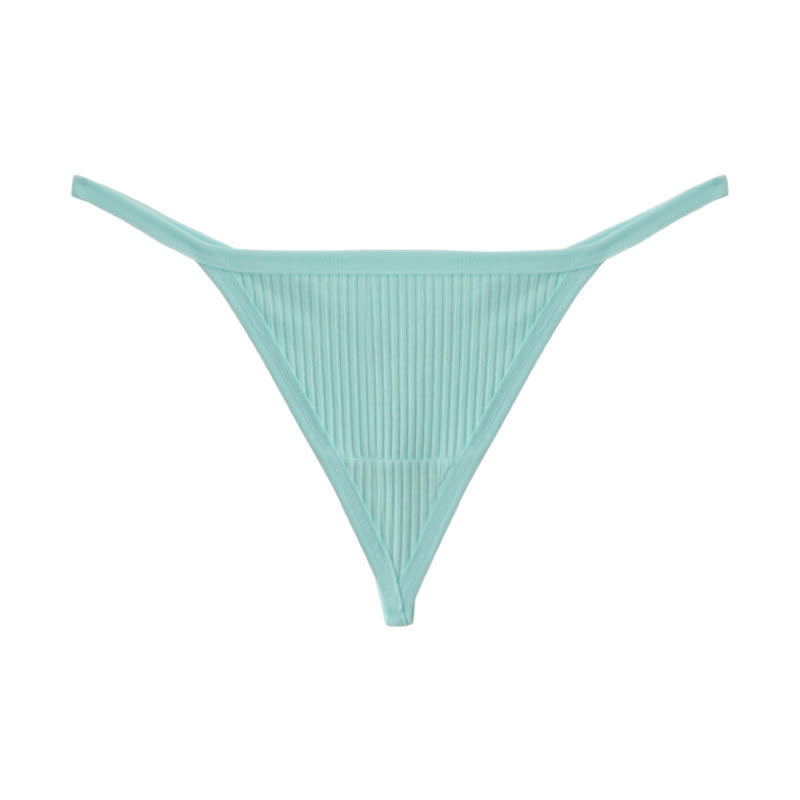 Ribbed Seamless Thong Panties(3 Packs) - Light Blue - XL - image 9