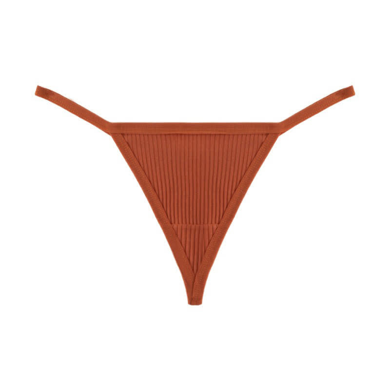 Ribbed Seamless Thong Panties(3 Packs) - Orange - XL - image 16