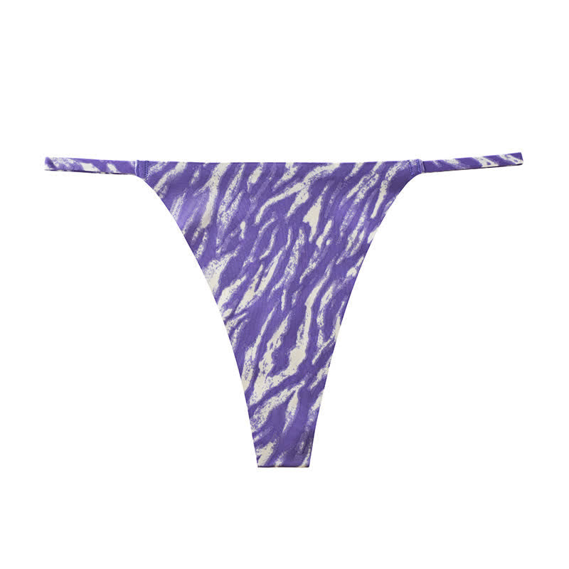 Wild Stripe Thong Panties(3 Packs) - Purple - XL - image 11