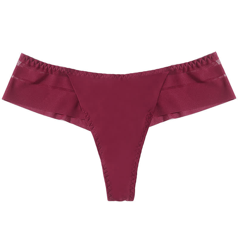 Lightweight Sheer Mesh Thong Panties(3 Packs) - Wine - XL - image 10