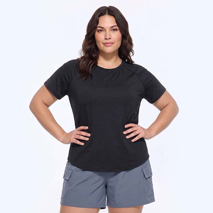 Plus Size Mesh Back Active Top - Black - 5XL - image 0
