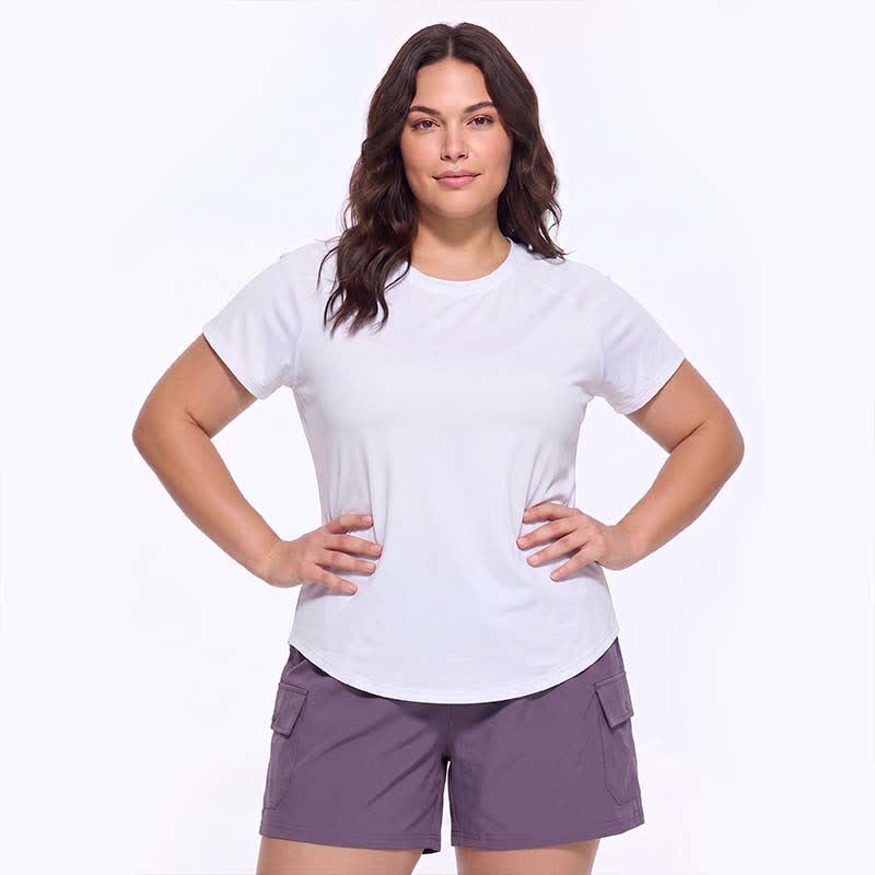 Plus Size Mesh Back Active Top - White - 5XL - image 5