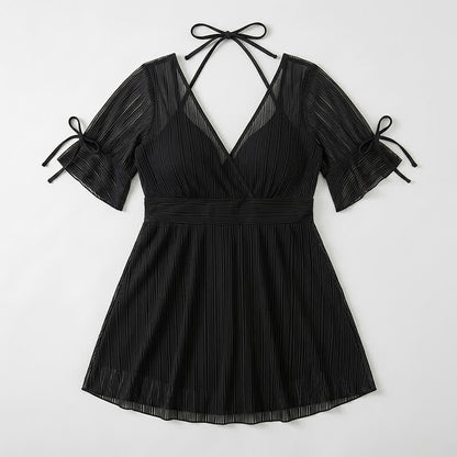 Black Sheer Wrap Swim Dress - image 4