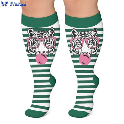 Plus Size Zebra Bow Stripe Compression Socks - image 6