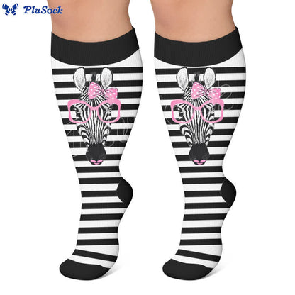 Plus Size Zebra Bow Stripe Compression Socks - image 5