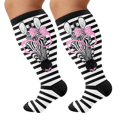 Plus Size Zebra Bow Stripe Compression Socks - image 8