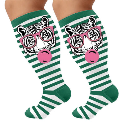 Plus Size Zebra Bow Stripe Compression Socks - image 9