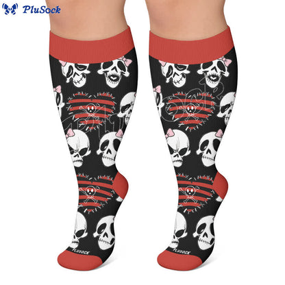 Plus Size Heart Bow Skull Compression Socks - image 6