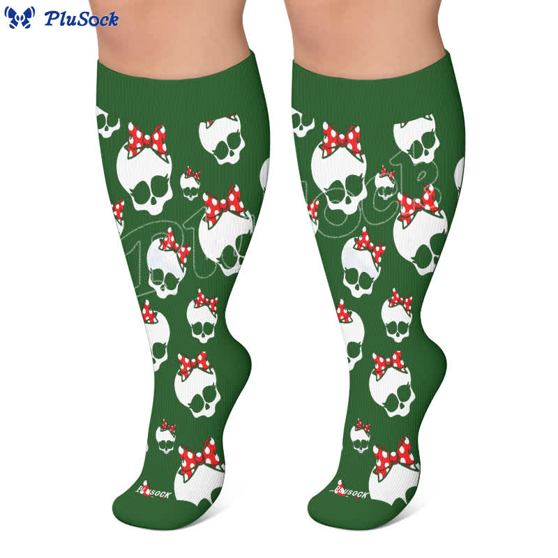 Plus Size Heart Bow Skull Compression Socks - image 7