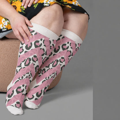 Plus Size Wild Leopard Compression Socks - White(1 Pair) - 4XL - image 3