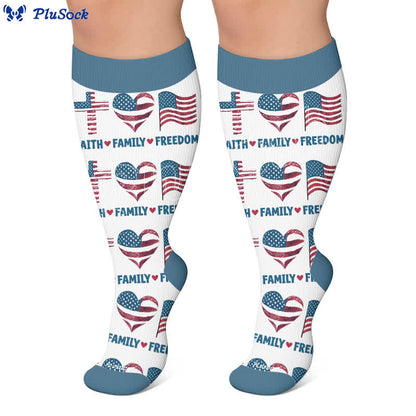 Plus Size Patriotic Heart Compression Socks - image 5