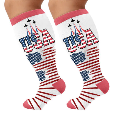Plus Size Patriotic Heart Compression Socks - image 9