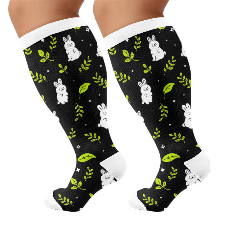 Plus Size Frog Cow Rabbit Compression Socks - Black(1 Pair) - 4XL - image 10