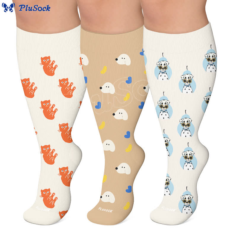 Plus Size Dalmatian Cat Compression Socks - image 0