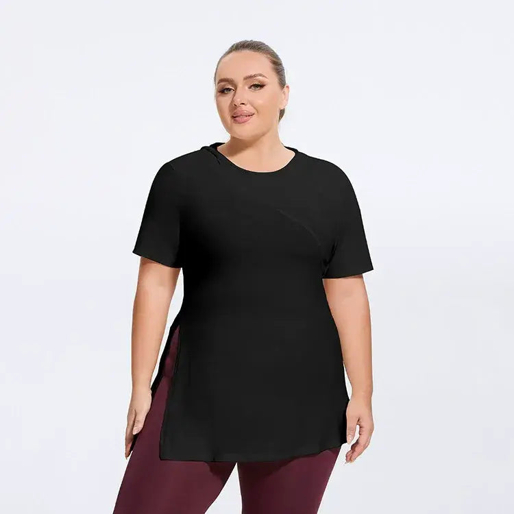 Plus Size Side-Slit Everyday Top - Black - 4XL - image 2
