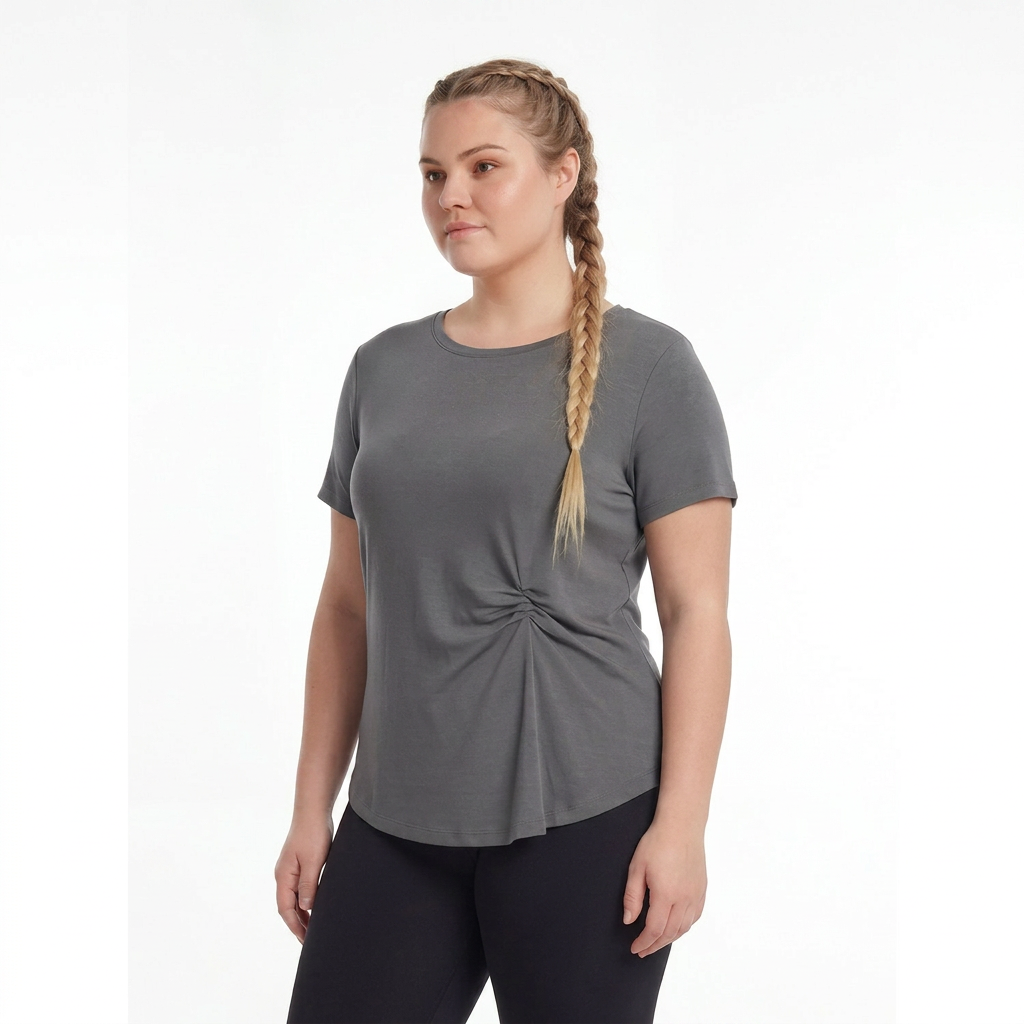 Plus Size Ruched Side Tee - Grey - 4XL - image 1