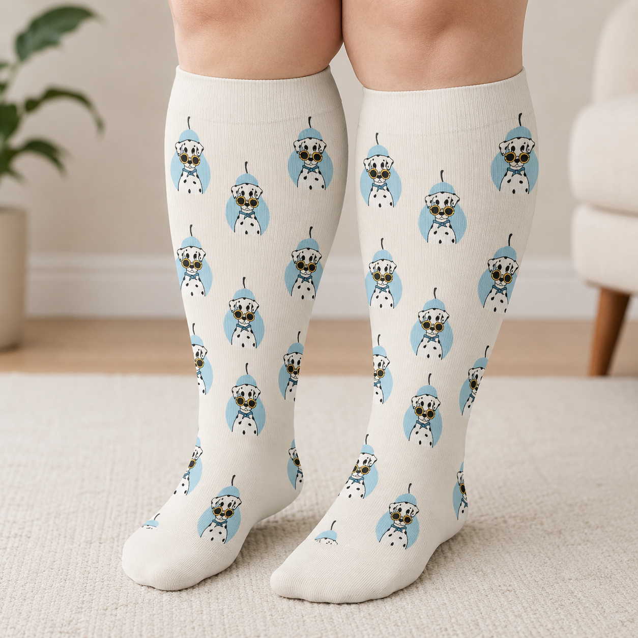 Plus Size Dalmatian Cat Compression Socks - image 3
