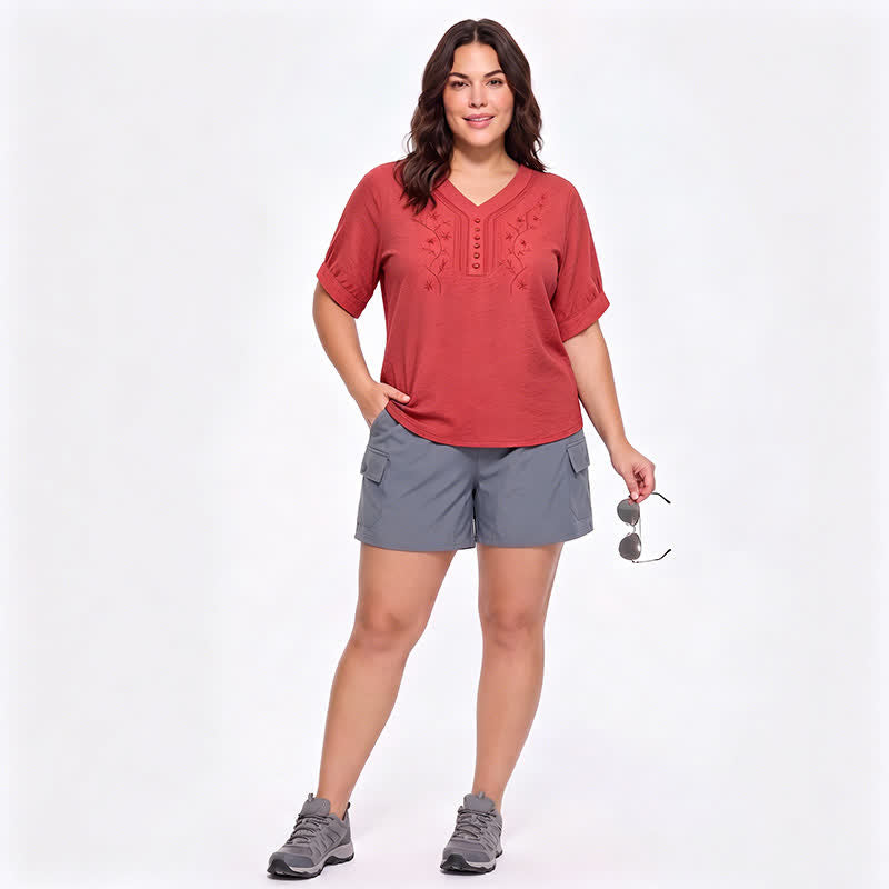 Plus Size Embroidered Relaxed Blouse - image 6