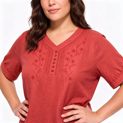 Plus Size Embroidered Relaxed Blouse - image 7