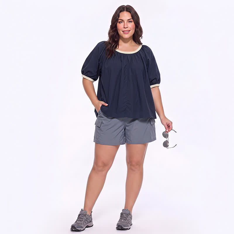 Contrast Trim Relaxed Everyday Blouse - image 6